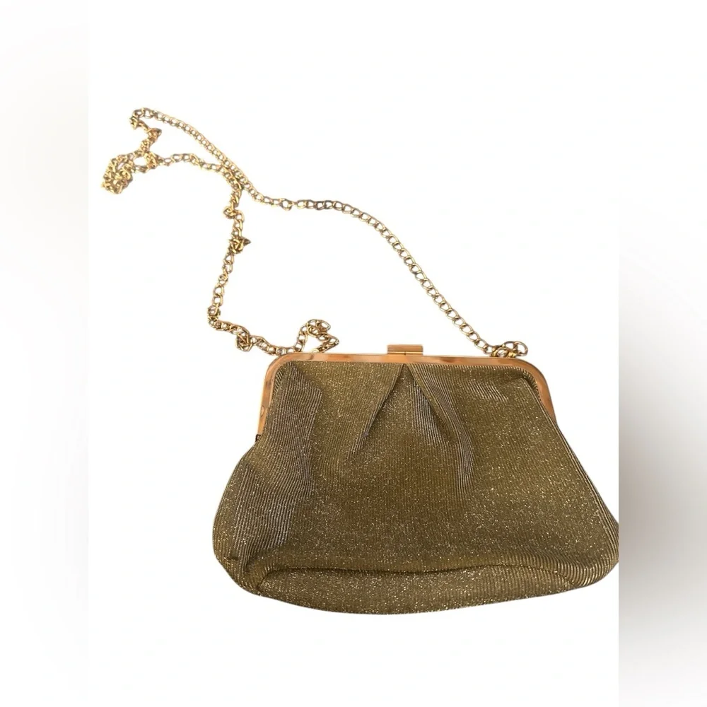 A New Day Metallic Gold Silver Crossbody or Clutch | EUC - Picture 2 of 6